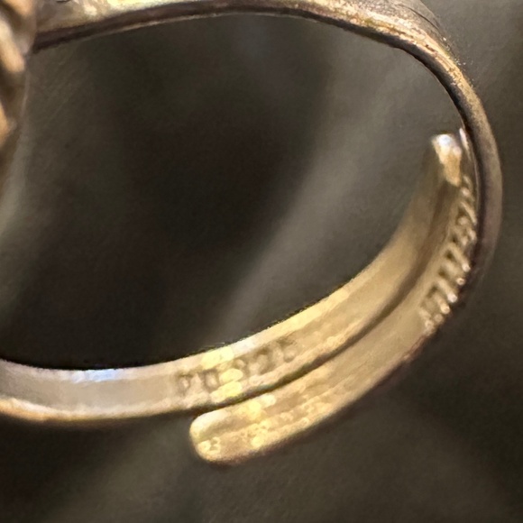 Vintage set: sterling silver braided wire cuff bracelet & adjustable dome ring - Picture 4 of 13